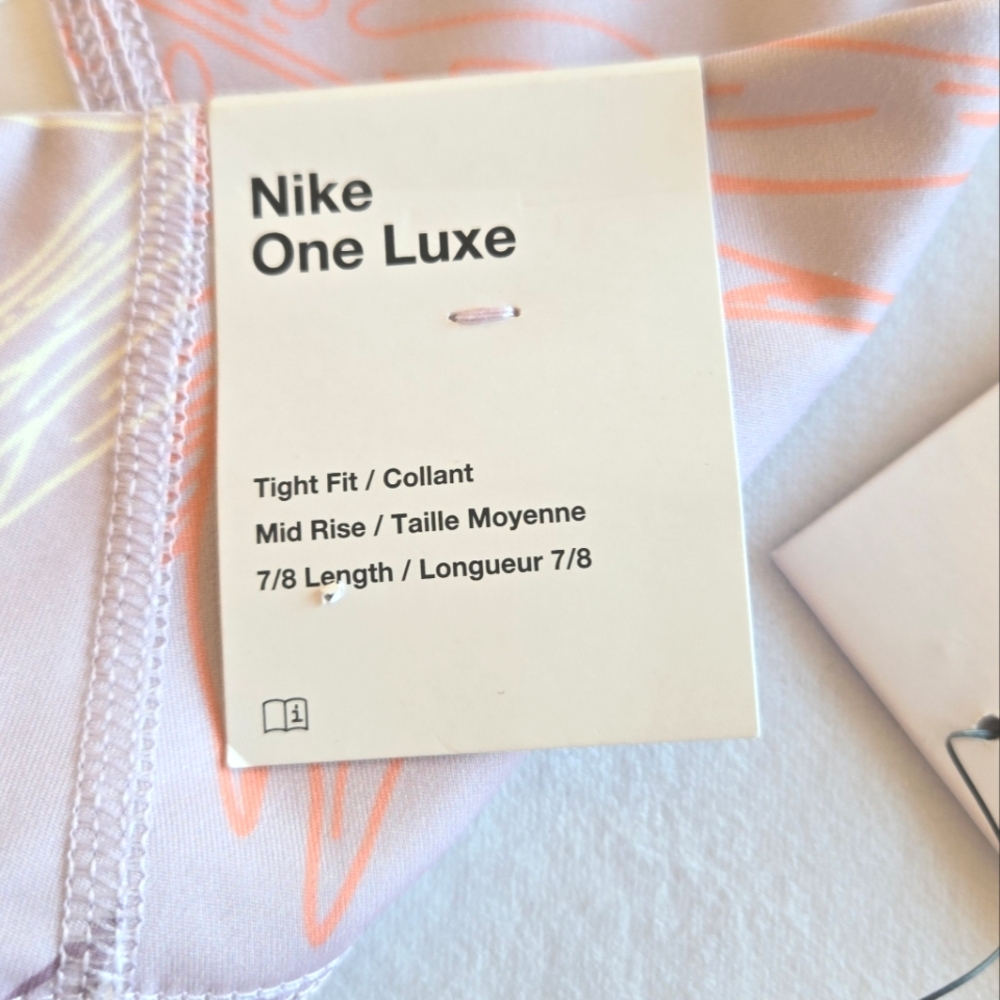 🏷️NIKE Dry-Fit One Luxe Women's Mid-Rise 7/8 Floral Leggings Purple Size L - Picture 3 of 14